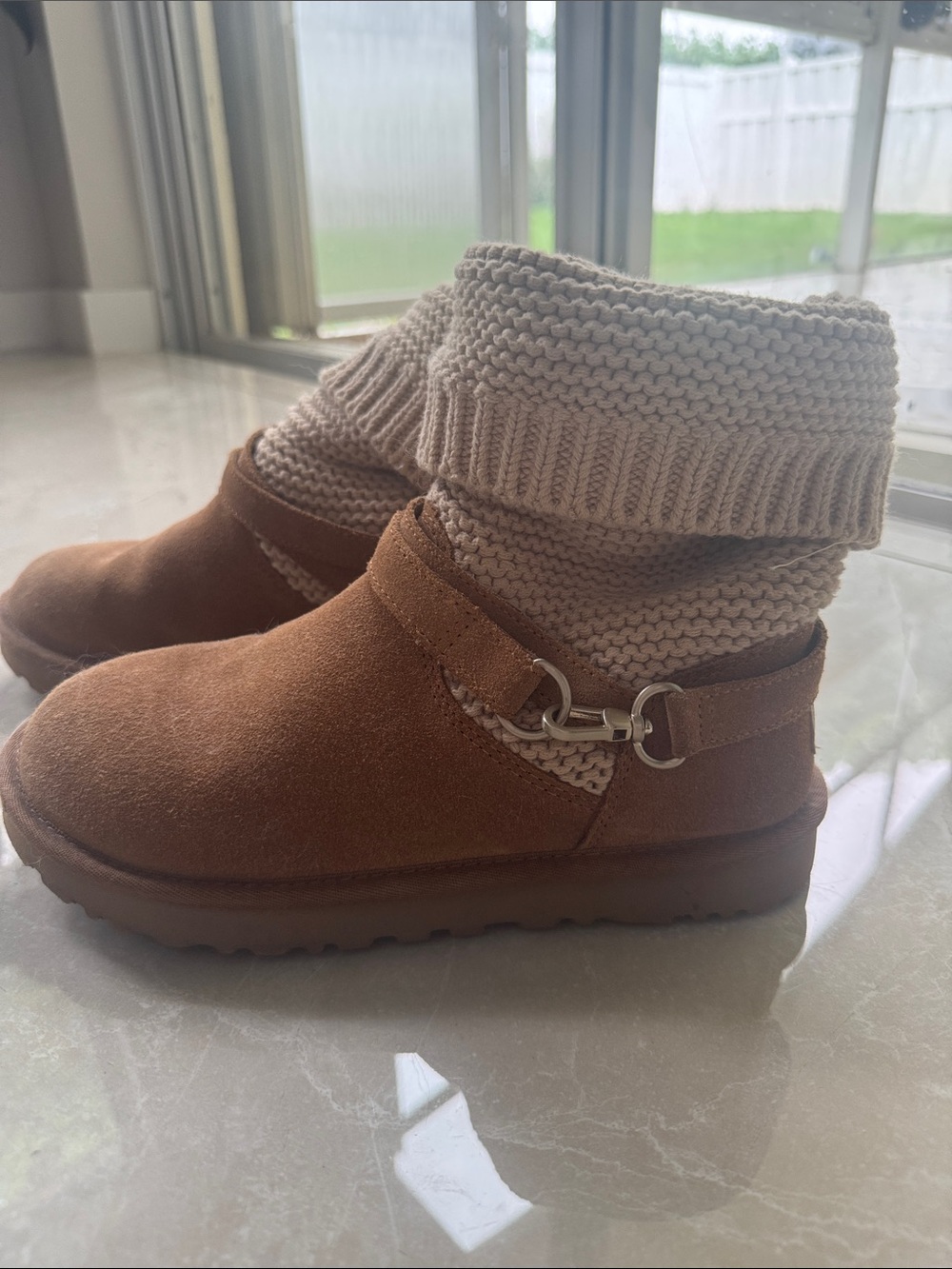 UGG Women's Knit Ankle Booties in Light Taupe